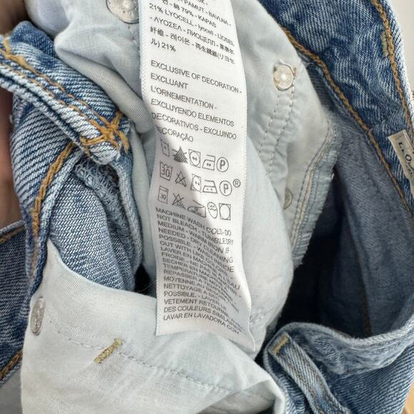 Levi's Ribcage Ankle Straight Premium Distressed Light Wash Jeans Size 30 - Picture 12 of 13